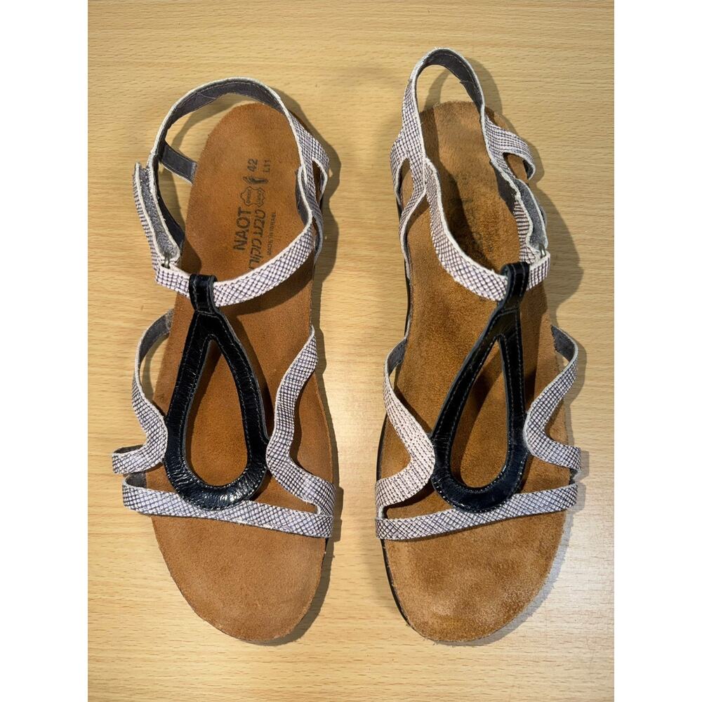 Naot Dorith Black & White Leather Comfort Strappy Sandals 42 EU/ 11.5 US